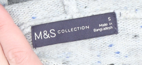 Marks and Spencer Women’s Grey Hooded Chunky-Knit Jumper Size S