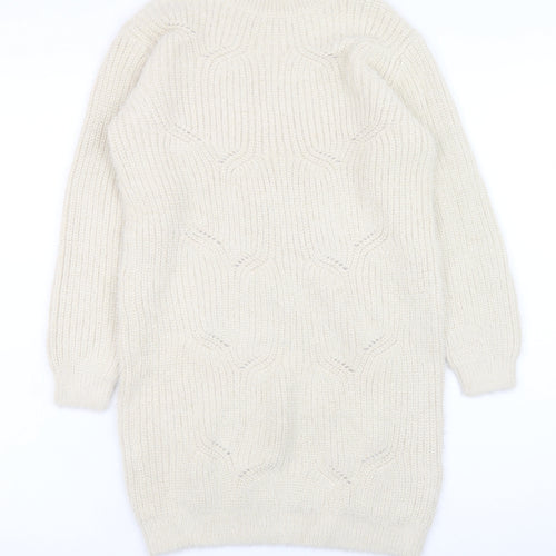 Marks and Spencer Girls Ivory Knit Sweater Dress 10-11 Years Long Sleeve