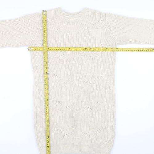 Marks and Spencer Girls Ivory Knit Sweater Dress 10-11 Years Long Sleeve