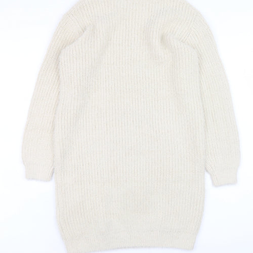 Marks and Spencer Girls Ivory Knit Sweater Dress 10-11 Years Long Sleeve