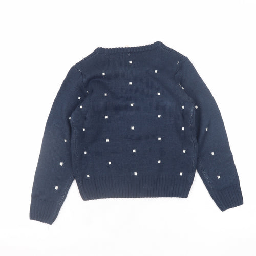 Lily & Dan Girls Navy 5-6 Years Christmas Penguin Jumper