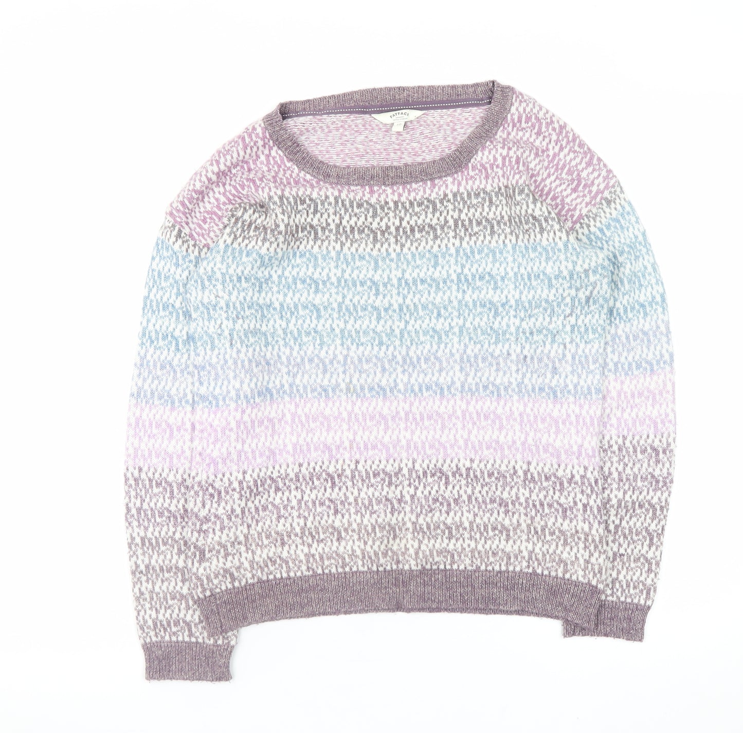 FatFace Womens Multicoloured Knit Crew Neck Jumper Size 10
