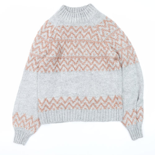 Next Women’s Grey High Neck Chunky Knit Jumper Size 8
