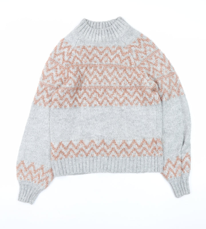 Next Women’s Grey High Neck Chunky Knit Jumper Size 8