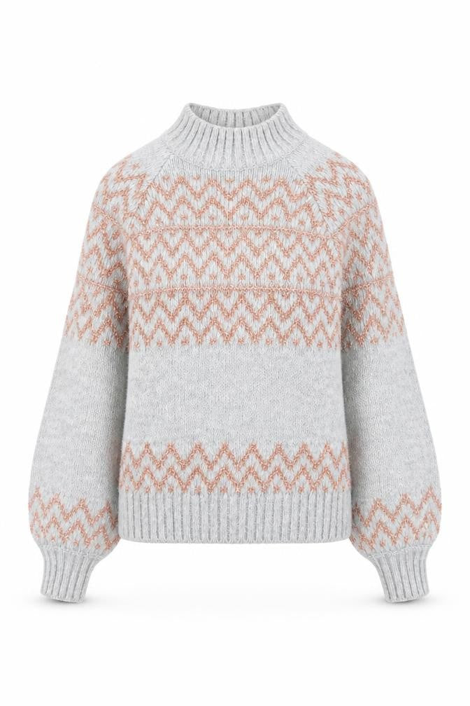 Front view of Next Women’s Grey High Neck Chunky Knit Jumper, size UK 8