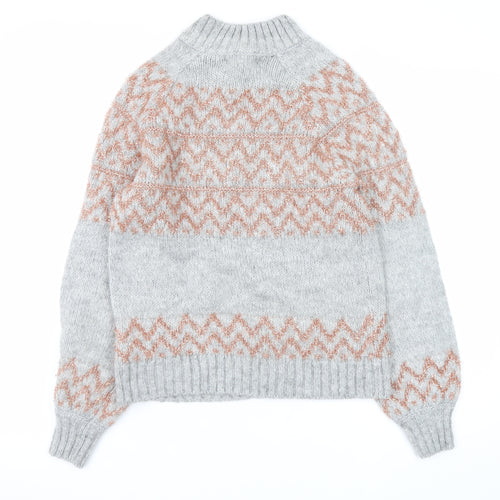 Next Women’s Grey High Neck Chunky Knit Jumper Size 8