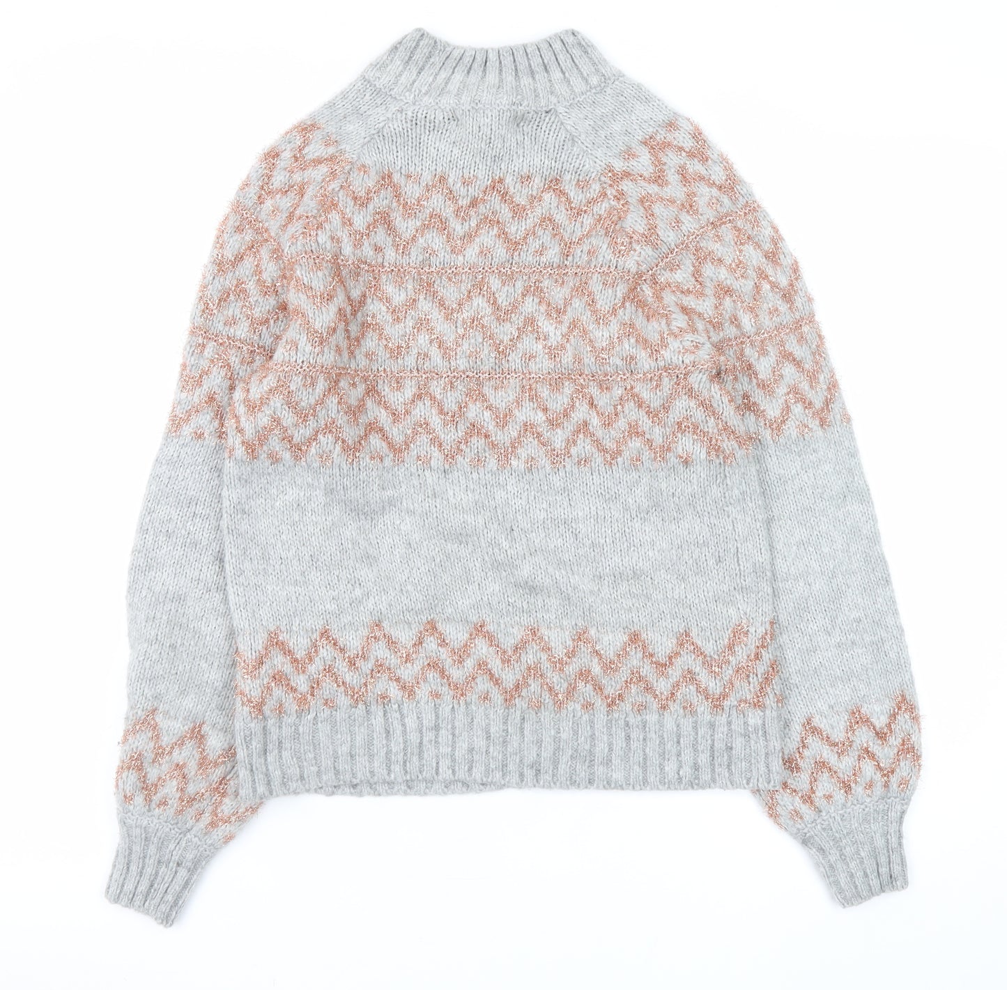 Next Women’s Grey High Neck Chunky Knit Jumper Size 8