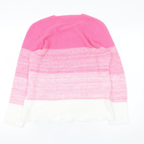 Marble Women’s Multicoloured Pink V-Neck Knit Jumper Size 2