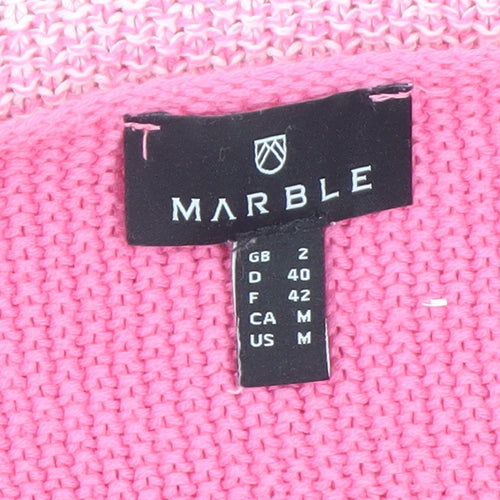 Marble Women’s Multicoloured Pink V-Neck Knit Jumper Size 2