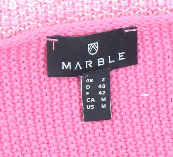 Marble Women’s Multicoloured Pink V-Neck Knit Jumper Size 2
