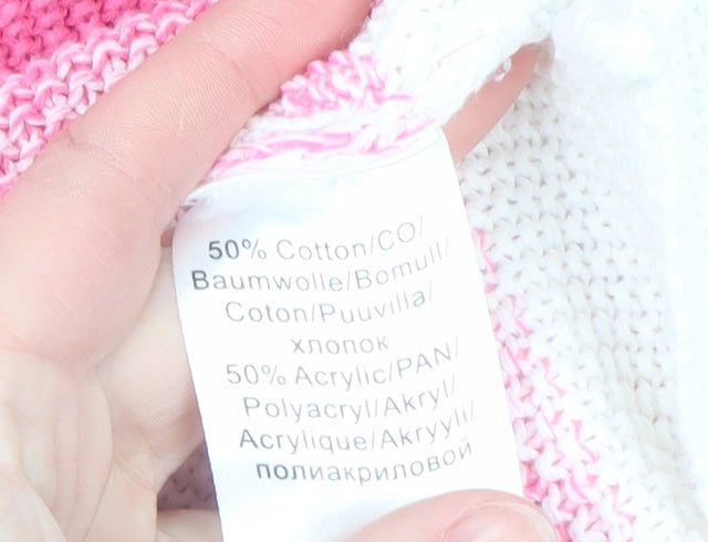 Marble Women’s Multicoloured Pink V-Neck Knit Jumper Size 2