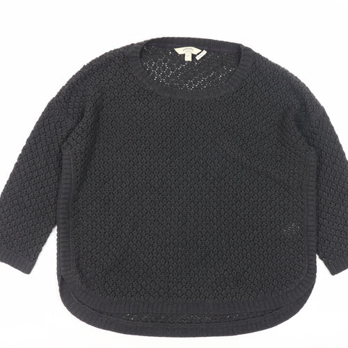 FatFace Women Black Size 12 Knit Jumper with 3/4 Sleeve