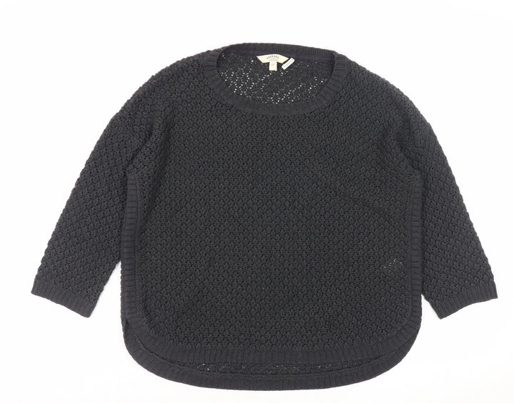 FatFace Women Black Size 12 Knit Jumper with 3/4 Sleeve