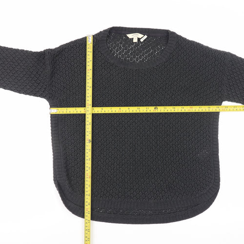 FatFace Women Black Size 12 Knit Jumper with 3/4 Sleeve