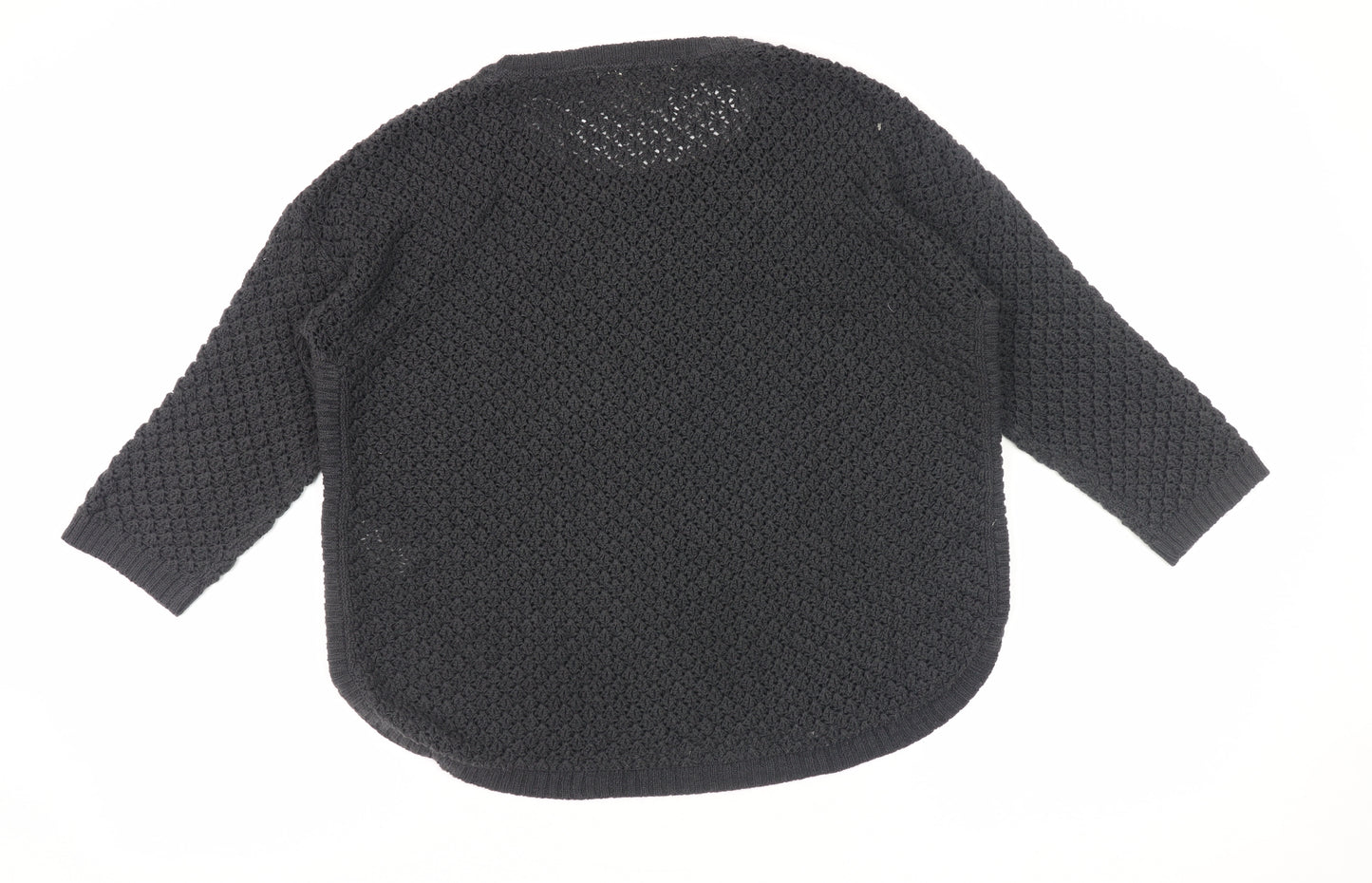 FatFace Women Black Size 12 Knit Jumper with 3/4 Sleeve