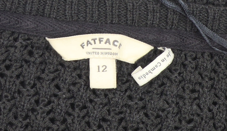 FatFace Women Black Size 12 Knit Jumper with 3/4 Sleeve