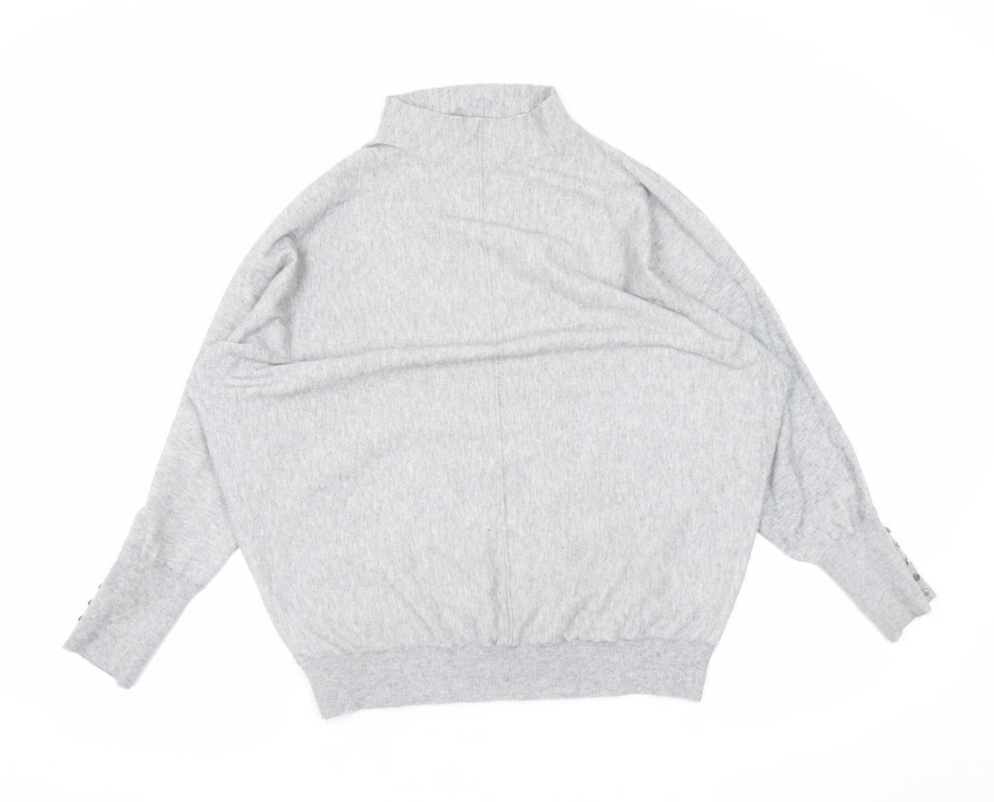 Gallery Women’s Grey Mock Neck Relaxed Fit Knit Jumper Size S
