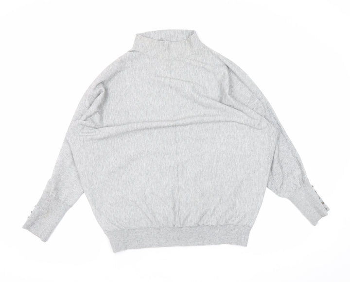 Gallery Women’s Grey Mock Neck Relaxed Fit Knit Jumper Size S