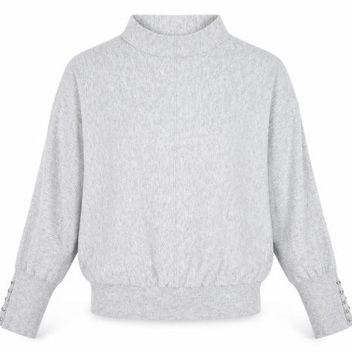 Gallery Women’s Grey Mock Neck Relaxed Fit Knit Jumper Size S