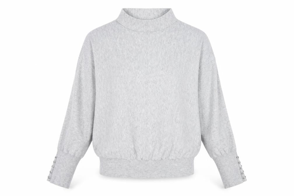 Gallery Women’s Grey Mock Neck Relaxed Fit Knit Jumper Size S