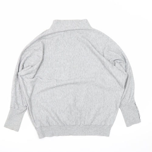 Gallery Women’s Grey Mock Neck Relaxed Fit Knit Jumper Size S