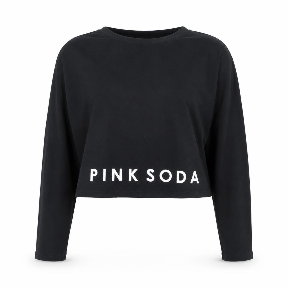 Pink Soda Sport Womens Black Cropped Long Sleeve T-Shirt Size 12