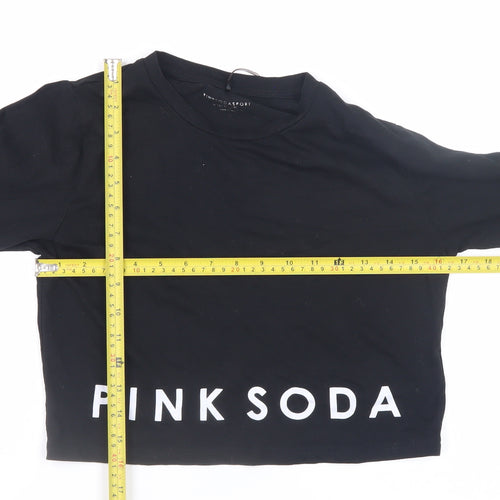 Pink Soda Sport Womens Black Cropped Long Sleeve T-Shirt Size 12