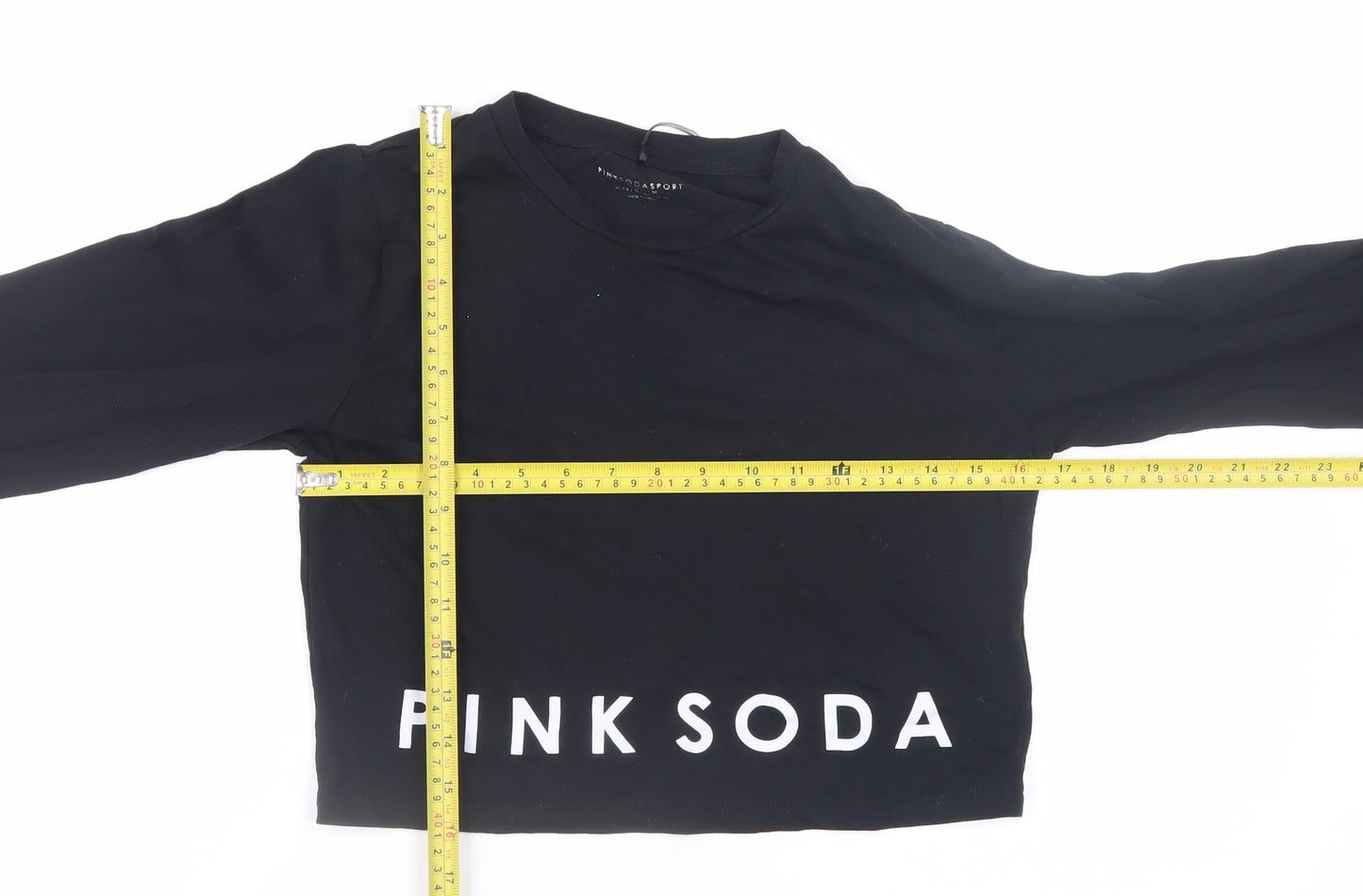 Pink Soda Sport Womens Black Cropped Long Sleeve T-Shirt Size 12