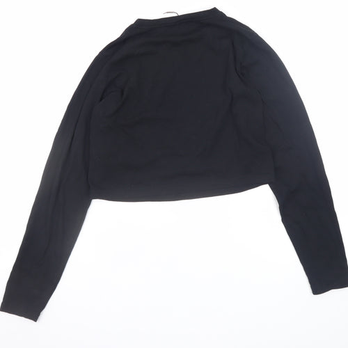 Pink Soda Sport Womens Black Cropped Long Sleeve T-Shirt Size 12