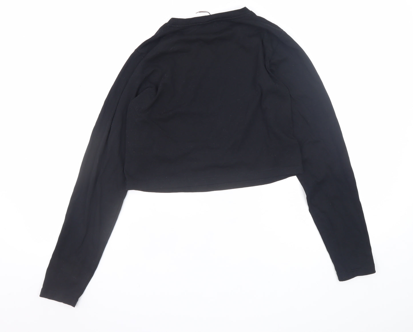 Pink Soda Sport Womens Black Cropped Long Sleeve T-Shirt Size 12
