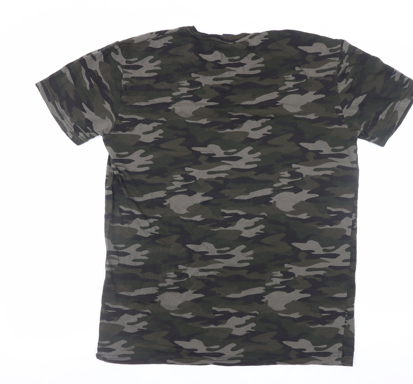 Tommy Hilfiger Men's Green Camouflage Logo Cotton T-Shirt Size L