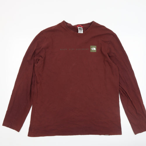 The North Face Men's Brown Long Sleeve Cotton Top Size L