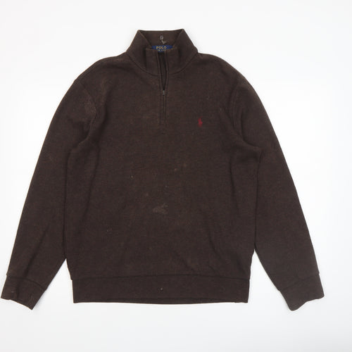 Polo Ralph Lauren Men's Brown 1/2 Zip Mock Neck Sweatshirt Size S