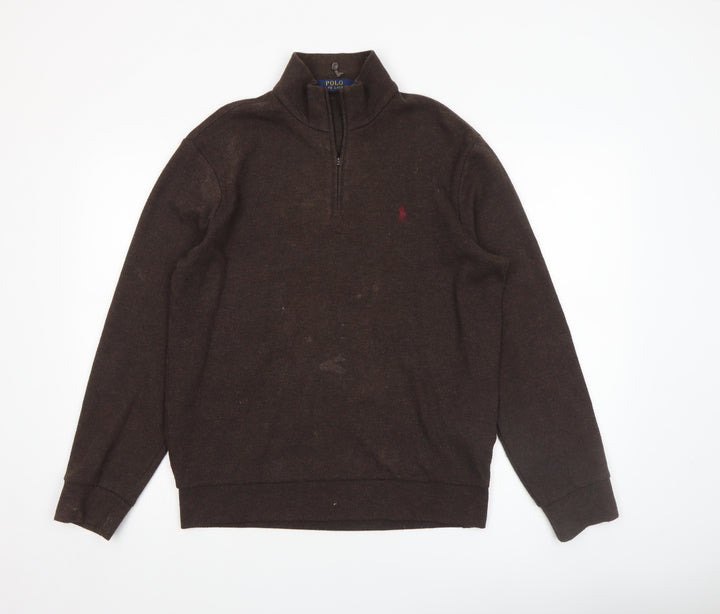 Polo Ralph Lauren Men's Brown 1/2 Zip Mock Neck Sweatshirt Size S