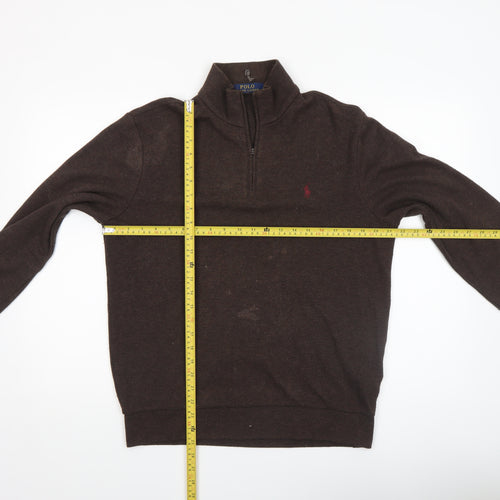 Polo Ralph Lauren Men's Brown 1/2 Zip Mock Neck Sweatshirt Size S
