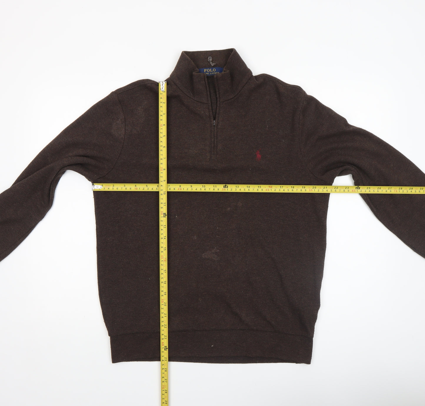 Polo Ralph Lauren Men's Brown 1/2 Zip Mock Neck Sweatshirt Size S