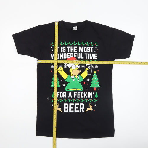 Fruit of the Loom Men's Black Christmas Homer Simpson Beer T-Shirt Size S