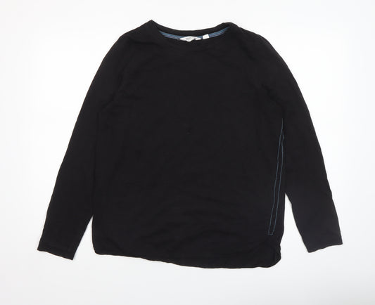 White Stuff Women’s Black Cotton Long Sleeve Crew Neck T-Shirt UK 14