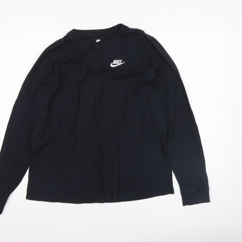 Nike Boys Black XL Long Sleeve Cotton Sports Logo T-Shirt