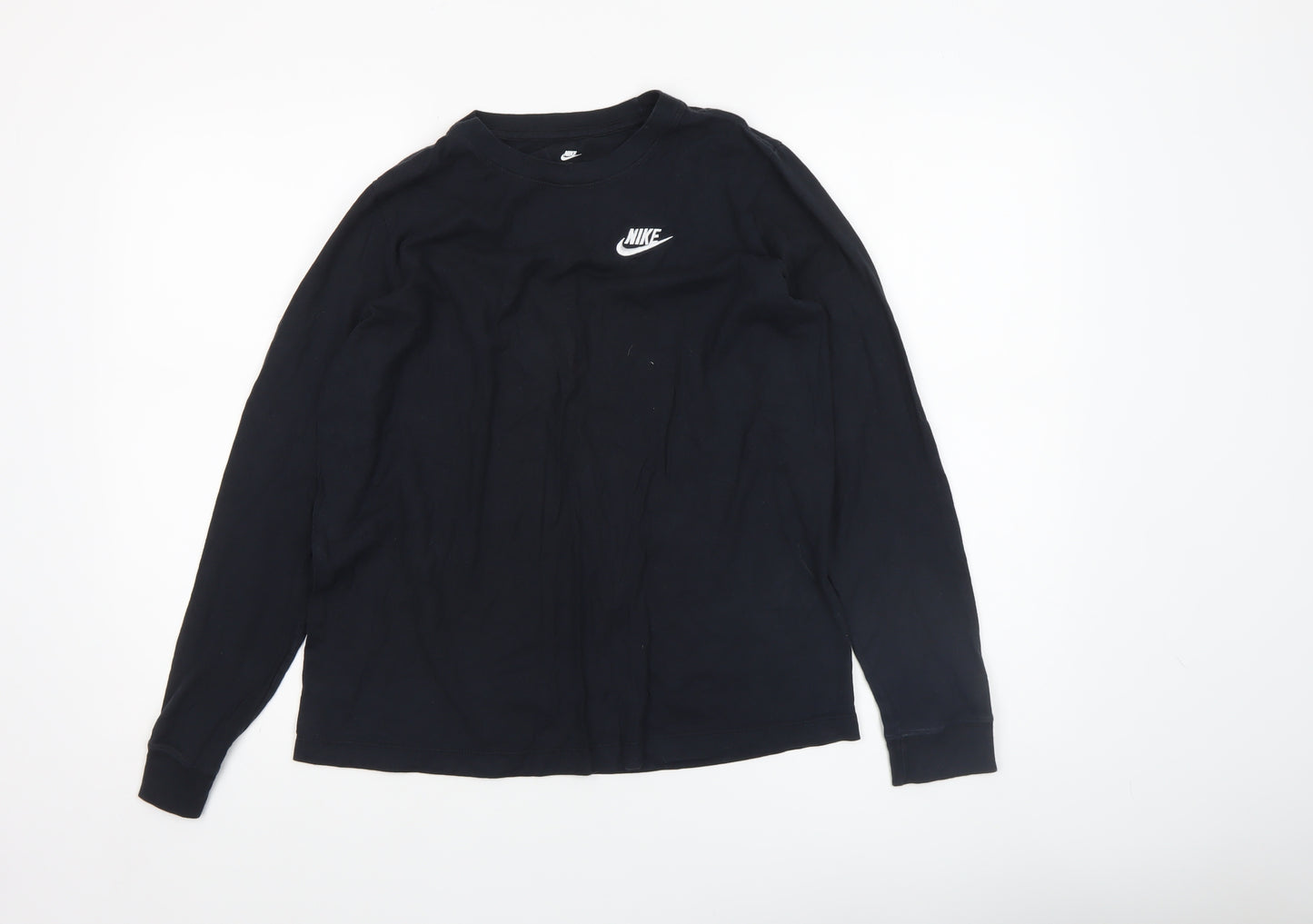 Nike Boys Black XL Long Sleeve Cotton Sports Logo T-Shirt