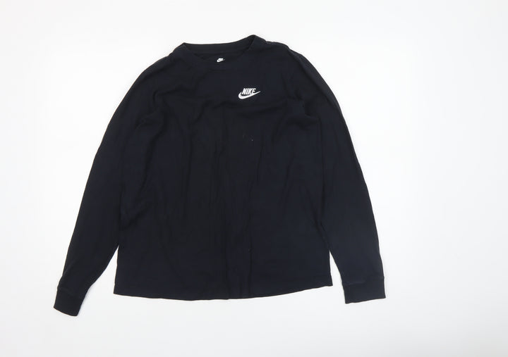 Nike Boys Black XL Long Sleeve Cotton Sports Logo T-Shirt