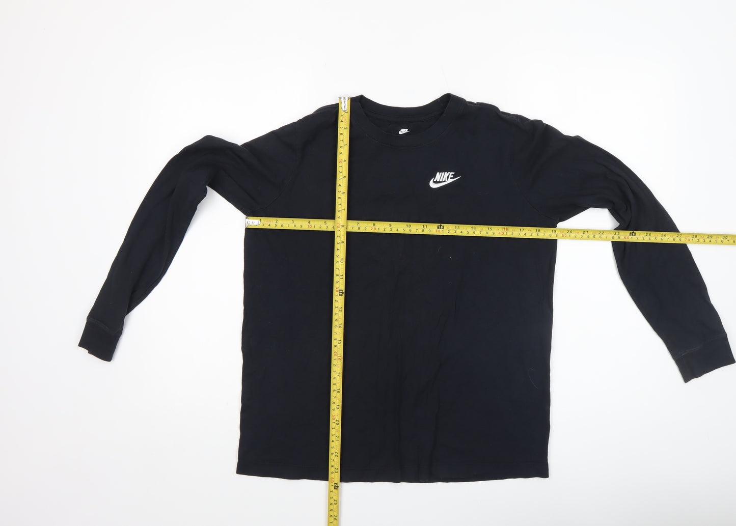 Nike Boys Black XL Long Sleeve Cotton Sports Logo T-Shirt