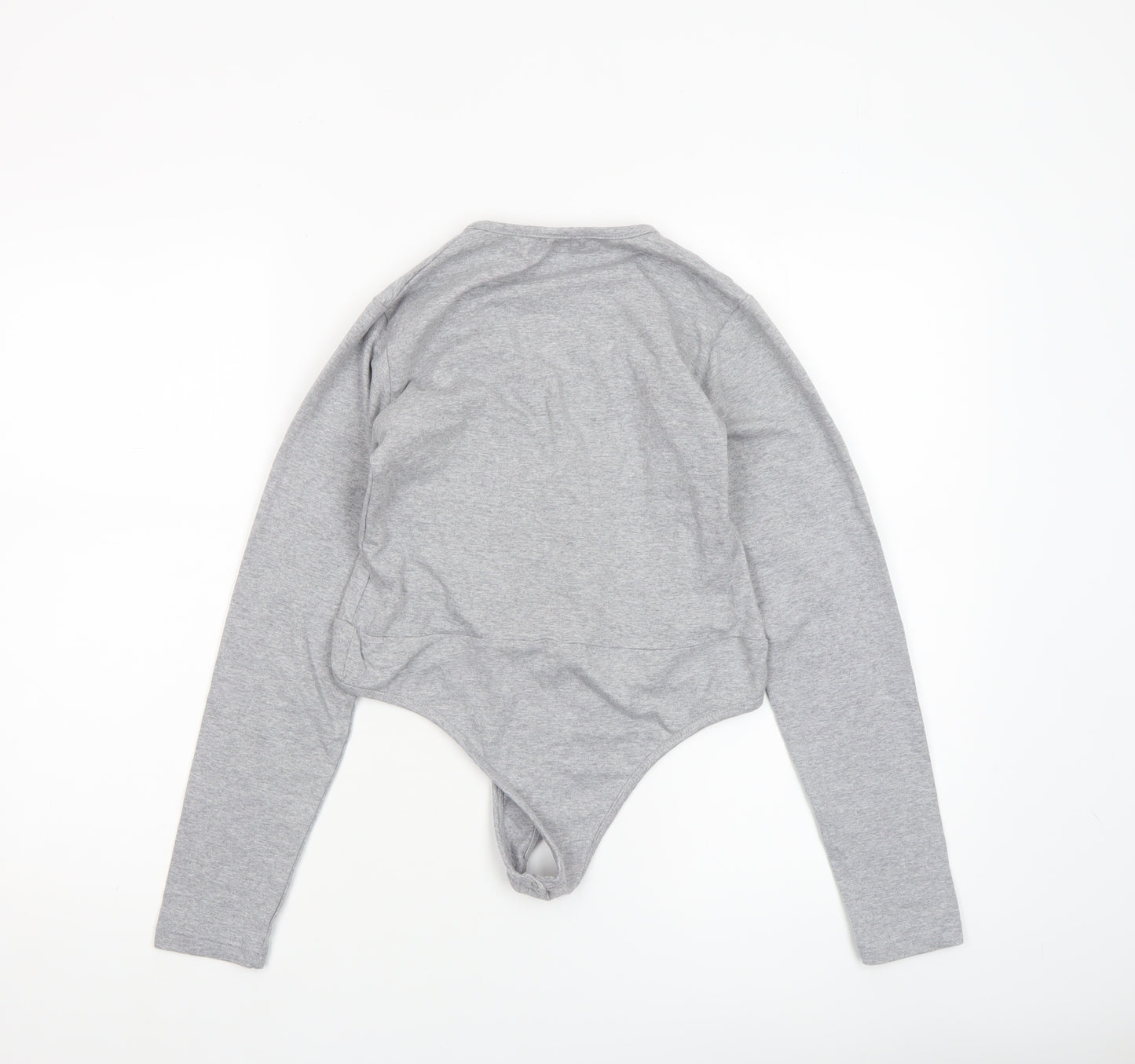 Boohoo Women’s Grey Long Sleeve Bodysuit UK 10 Cotton Blend