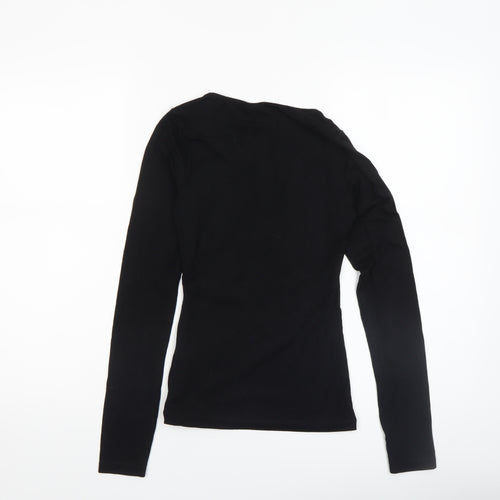ASOS Women Black Wrap Long Sleeve Jersey Blouse Size 4