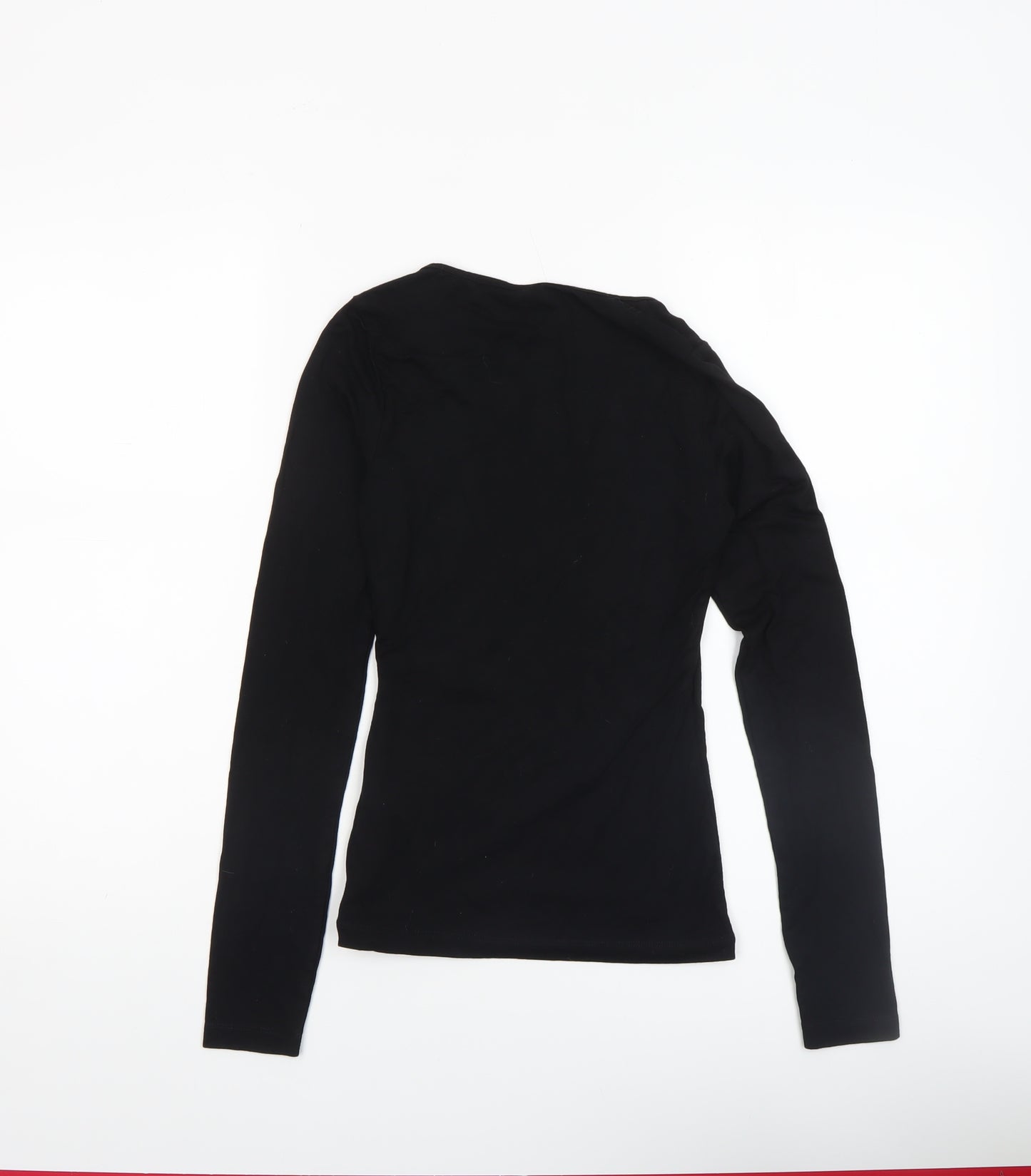 ASOS Women Black Wrap Long Sleeve Jersey Blouse Size 4