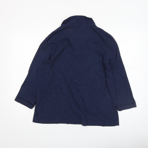 Celtic & Co. Women Blue Cotton 3/4 Sleeve Tunic V-Neck Blouse UK 12