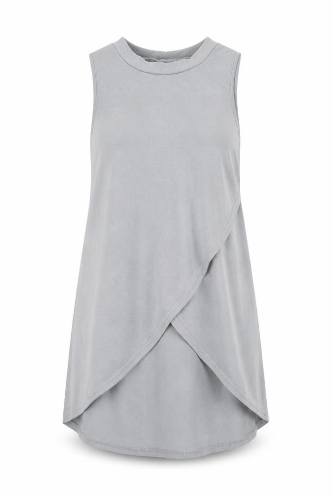 River Island Women’s Grey High Neck Wrap Jersey Tank Top Size 10