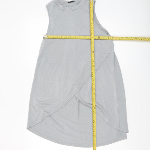 River Island Women’s Grey High Neck Wrap Jersey Tank Top Size 10