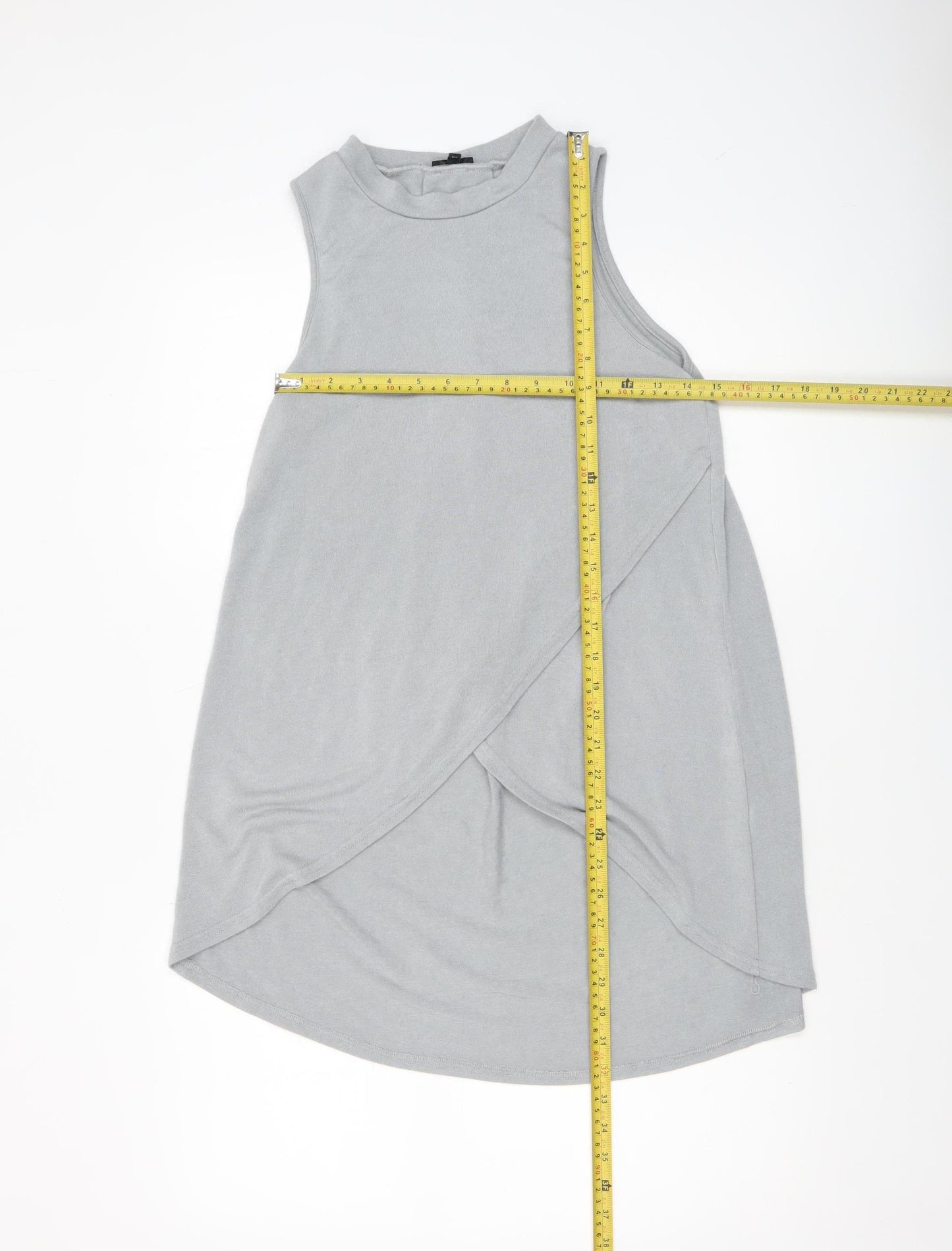 River Island Women’s Grey High Neck Wrap Jersey Tank Top Size 10