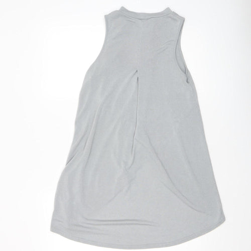 River Island Women’s Grey High Neck Wrap Jersey Tank Top Size 10